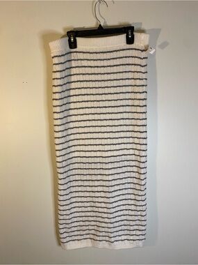 NWT T.J.Maxx Cream Knit Maxi Skirt with Black Stripes